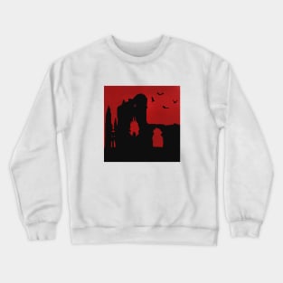 Whitby Abbey silhouette with bats Crewneck Sweatshirt